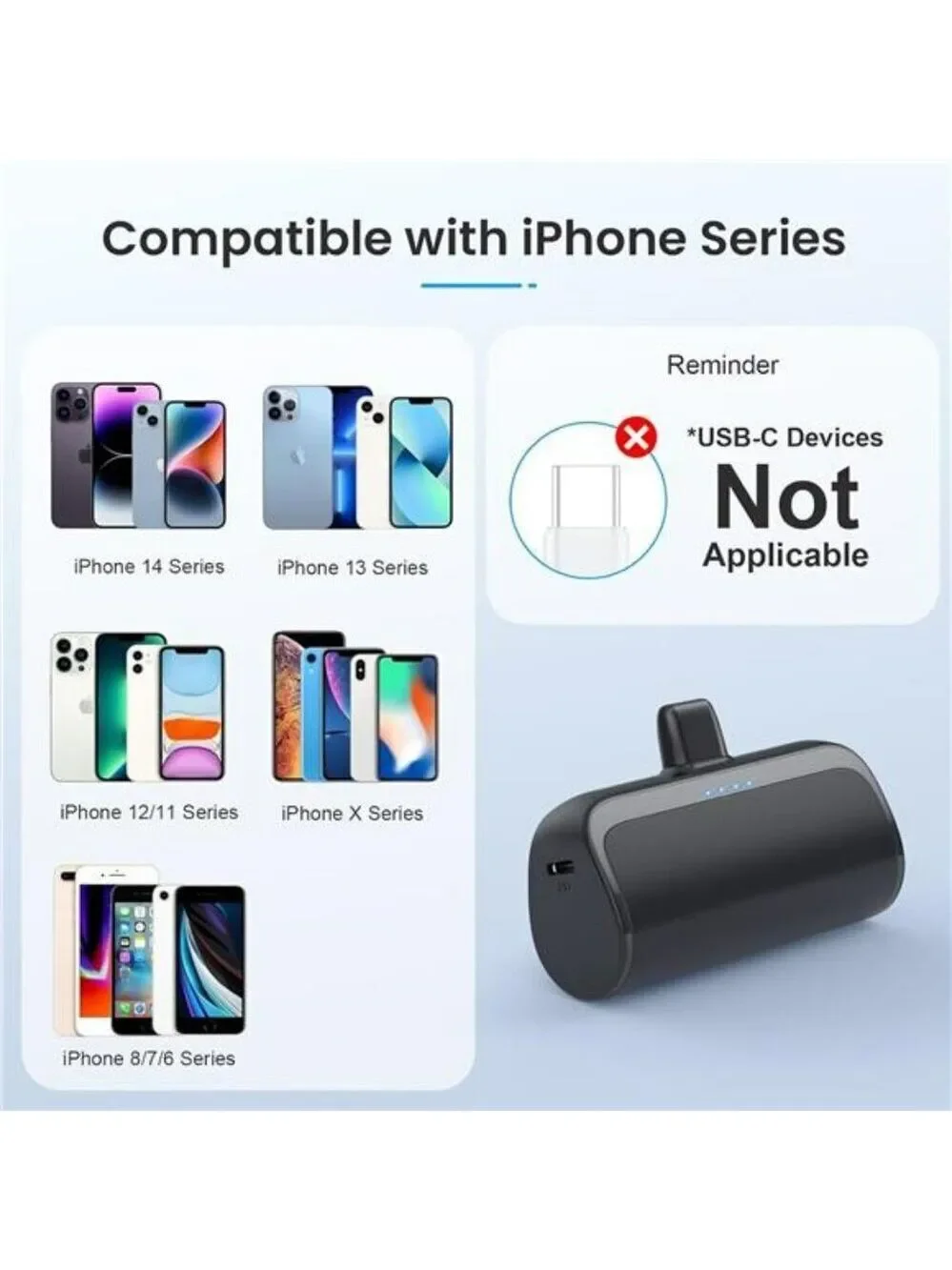 2 Pack Mini iPhone Portable Charger 5200mAh Fast Charging Travel Power Bank
